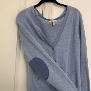 BASS Speckled Blue Cardigan with Elbow Patches